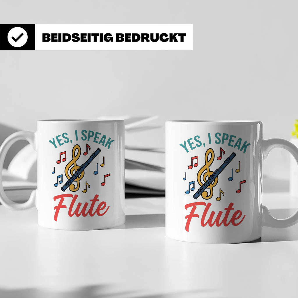 Flötistin Tasse Yes I speak Flute Geschenk für Musiker Querf – Weiß [farbe:weiß]