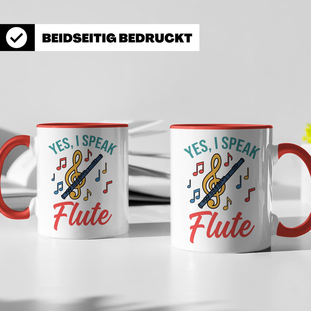 Flötistin Tasse Yes I speak Flute Geschenk für Musiker Querf – Rot [farbe:rot]