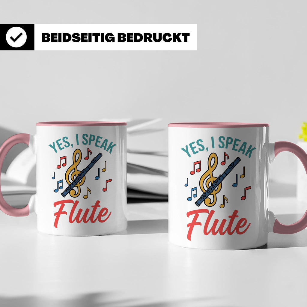 Flötistin Tasse Yes I speak Flute Geschenk für Musiker Querf – Rosa [farbe:rosa]