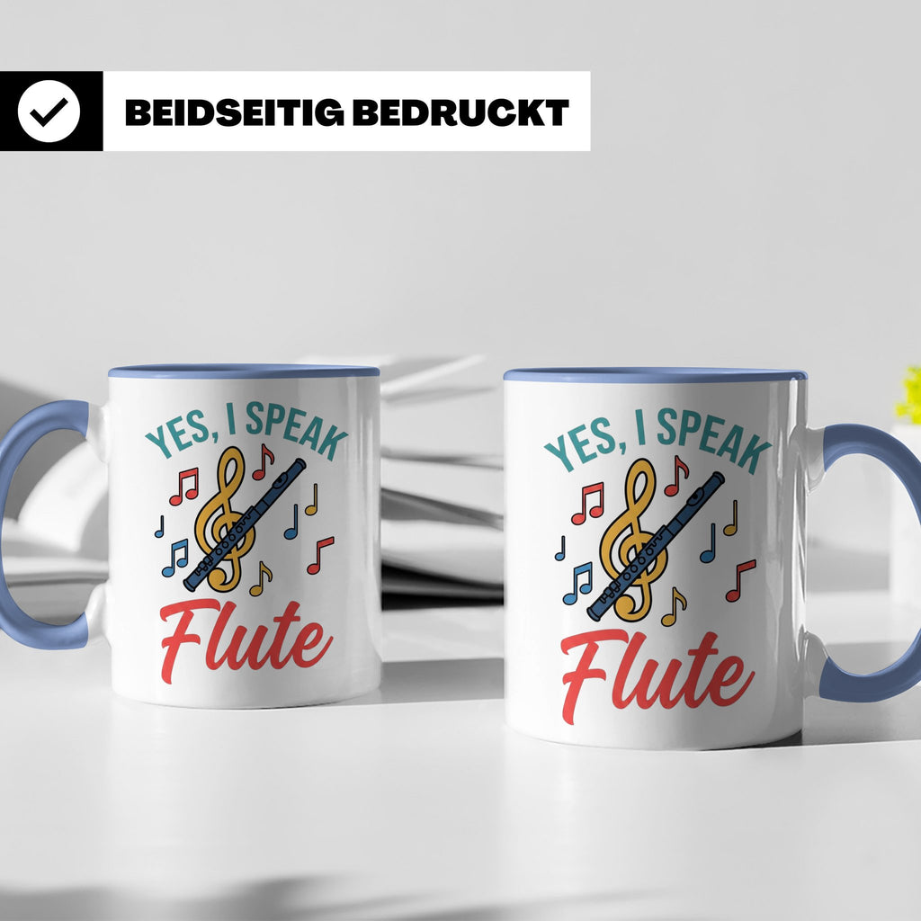 Flötistin Tasse Yes I speak Flute Geschenk für Musiker Querf – Blau [farbe:blau]