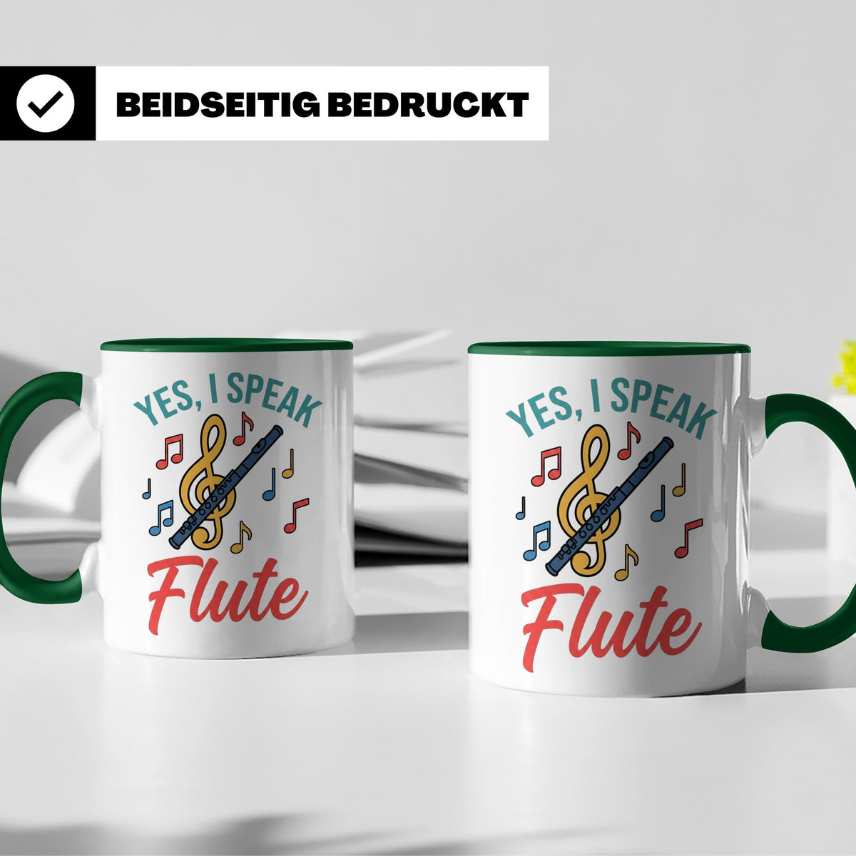 Flötistin Tasse Yes I speak Flute Geschenk für Musiker Querf – Grün [farbe:grün]