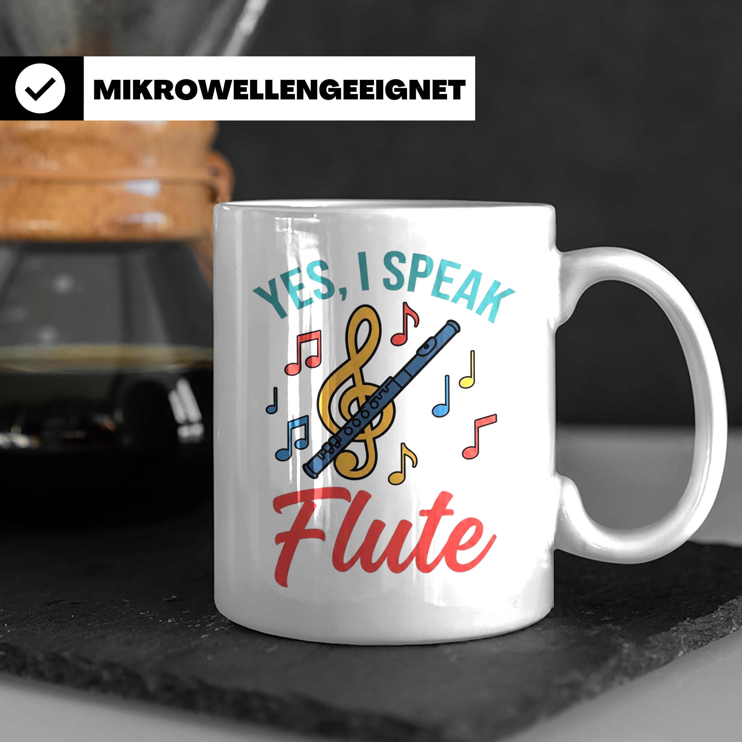 Flötistin Tasse Yes I speak Flute Geschenk für Musiker Querf – Weiß [farbe:weiß]