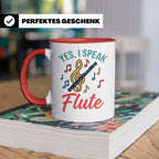 Flötistin Tasse Yes I speak Flute Geschenk für Musiker Querf – Rot [farbe:rot]
