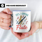 Flötistin Tasse Yes I speak Flute Geschenk für Musiker Querf – Blau [farbe:blau]