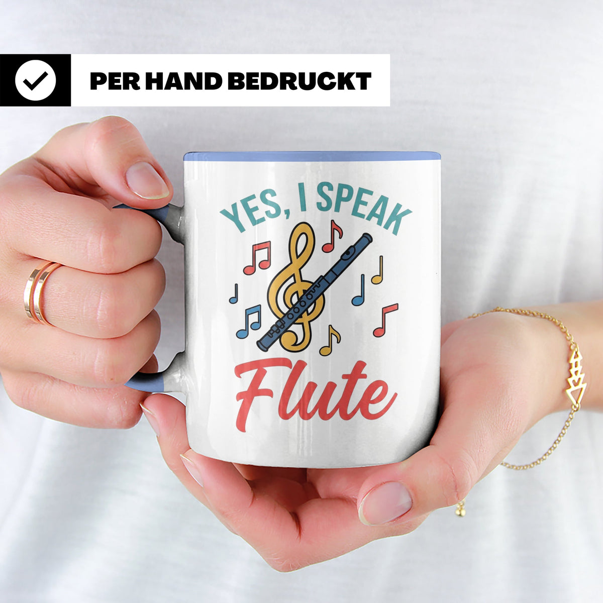 Flötistin Tasse Yes I speak Flute Geschenk für Musiker Querf – Blau [farbe:blau]
