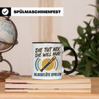 Blockflöte Tasse mit Spruch Die tut nix die will nur spielen – Schwarz [farbe:schwarz]