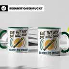 Blockflöte Tasse mit Spruch Die tut nix die will nur spielen – Grün [farbe:grün]