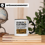Elektriker Tasse - Ich repariere was Dummheit anstellt - Geschenk für Stromer, Elektroniker, Handwerker - Kaffeetasse mit Spruch