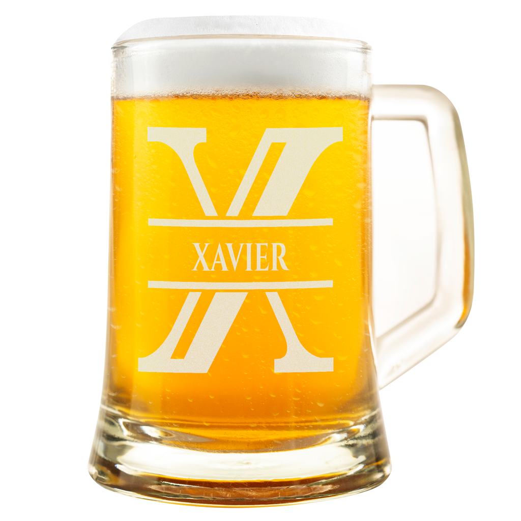 Personalisiertes Bierkrug mit Monogramm – Elegantes Geschenk für Männer, Monogramm X Bierkrug für extra Coole Freunde, Ideal für Geburtstagsgeschenke