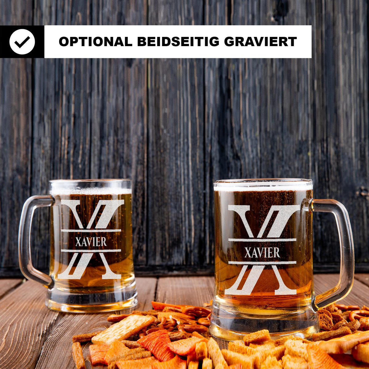 Personalisiertes Bierkrug mit Monogramm – Elegantes Geschenk für Männer, Monogramm X Bierkrug für extra Coole Freunde, Ideal für Geburtstagsgeschenke