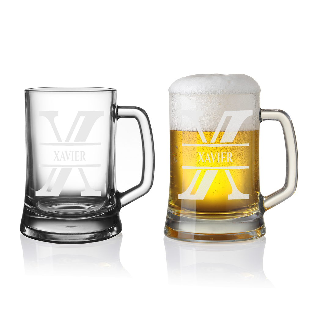 Personalisiertes Bierkrug mit Monogramm – Elegantes Geschenk für Männer, Monogramm X Bierkrug für extra Coole Freunde, Ideal für Geburtstagsgeschenke
