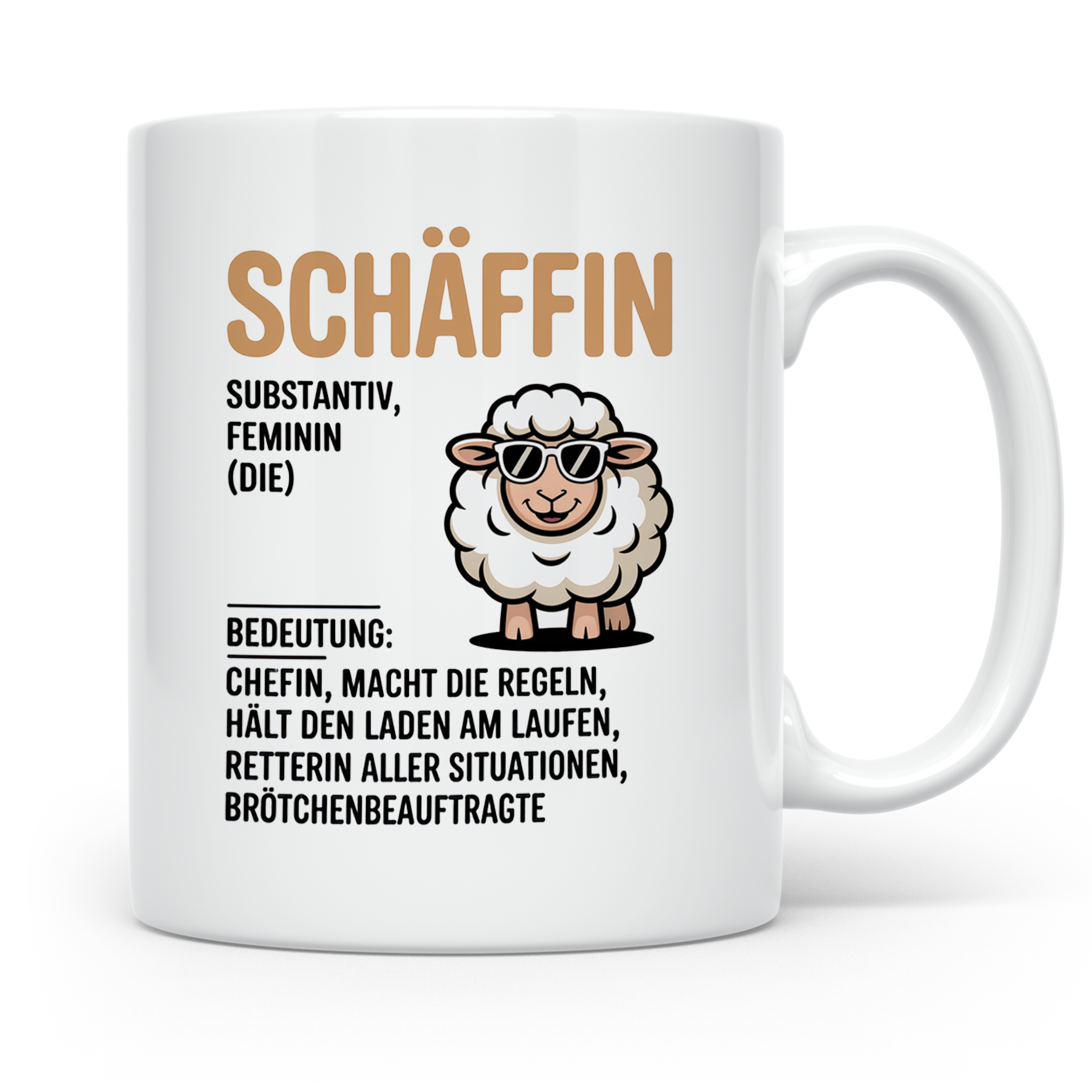 Schäffin Tasse - Definition, Chefin, Brötchenbeauftragte, Regeln, Büro, Job, Kollegin, Schäffchen, Mutterschaf Tasse Geschenkidee