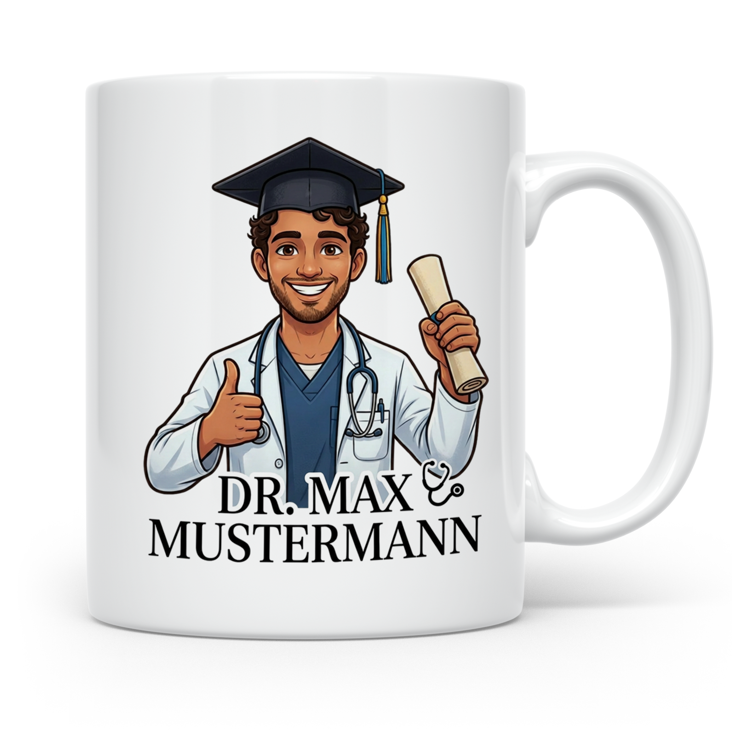 Personalisierte Doktor Tasse mit eigenem Foto - Gesicht als Cartoon Arzt
