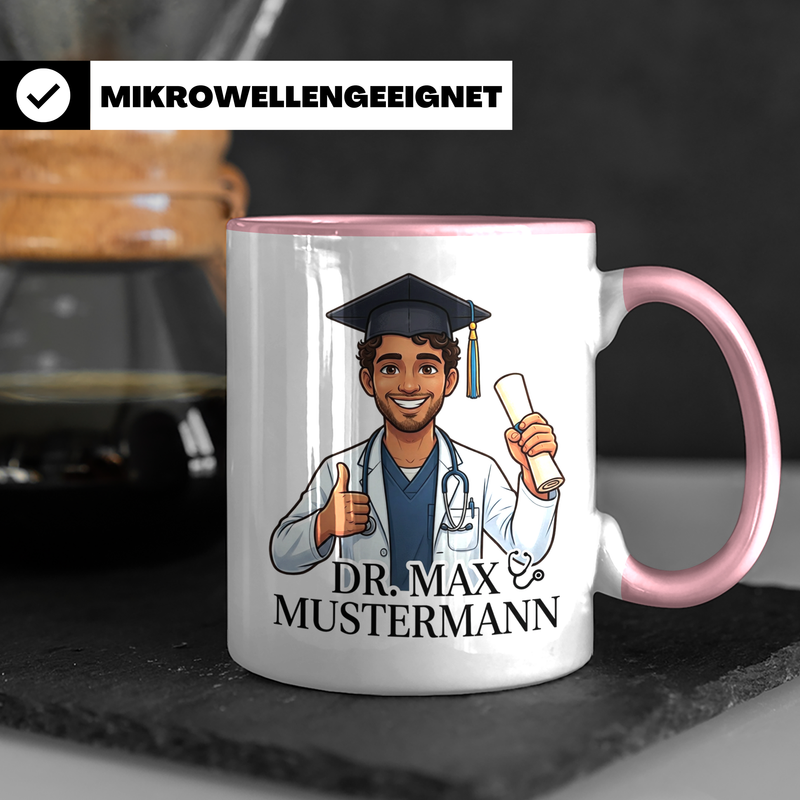 Geschenk Promotion Doktor - Tasse mit Foto und Wunschname Dr. Med
