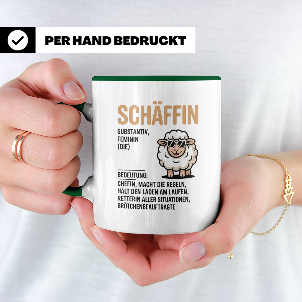 Schäffin Tasse - Definition, Chefin, Brötchenbeauftragte, Regeln, Büro, Job, Kollegin, Schäffchen, Mutterschaf Tasse Geschenkidee