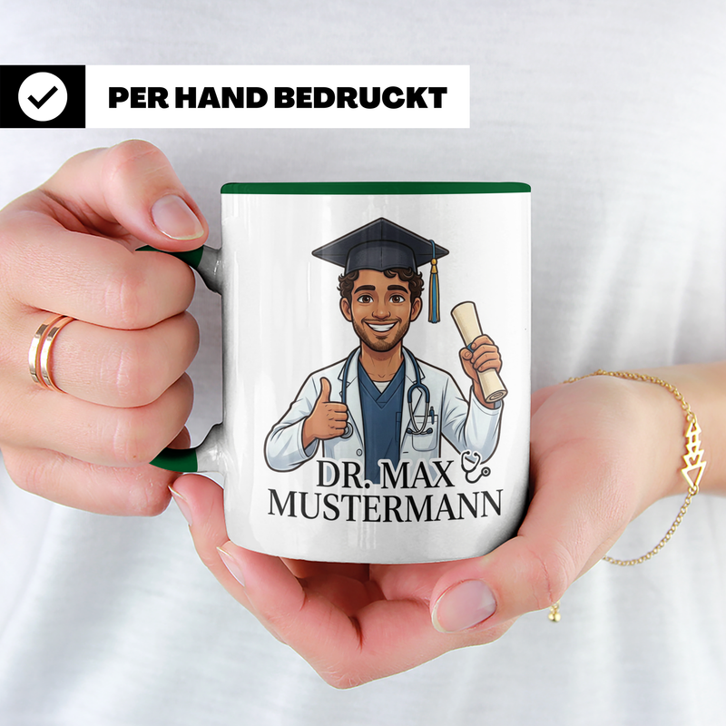 Personalisierte Tasse Doktor Titel, Geschenk Promotion Medizin, Doktorhut Becher mit Namen, Arzt Tasse Abschluss Geschenk, Dr Med Illustration