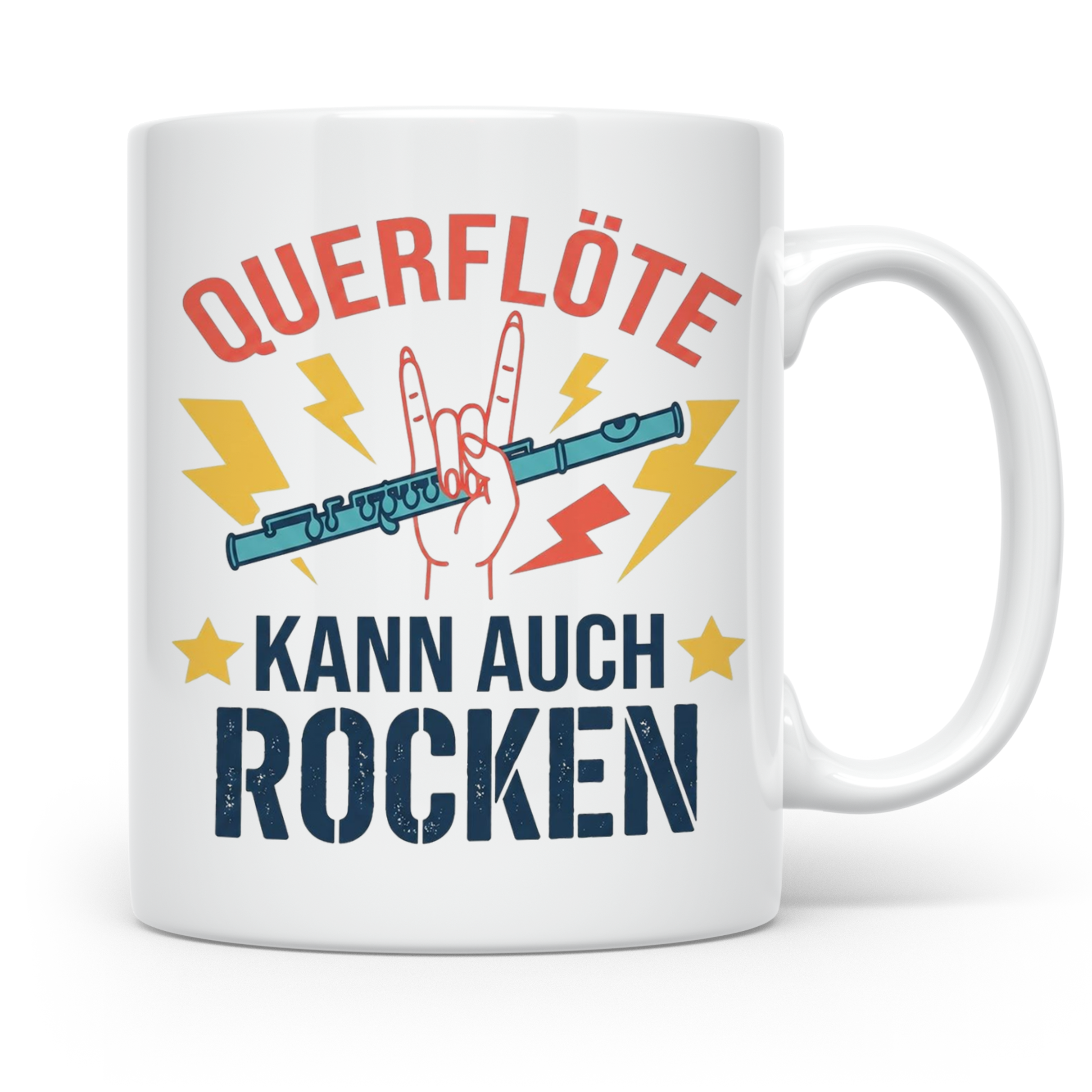 Querflöte kann auch rocken Tasse für Flötisten & Musiker, lu – Weiß [farbe:weiß]