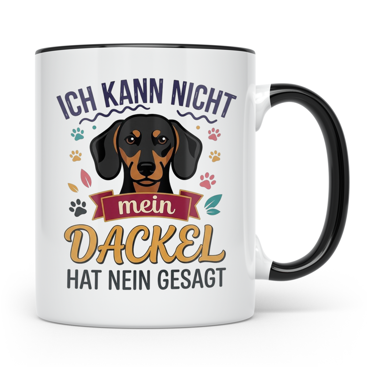 Dackel Tasse Ich kann nicht mein Dackel hat nein gesagt | Lu – Schwarz [farbe:schwarz]