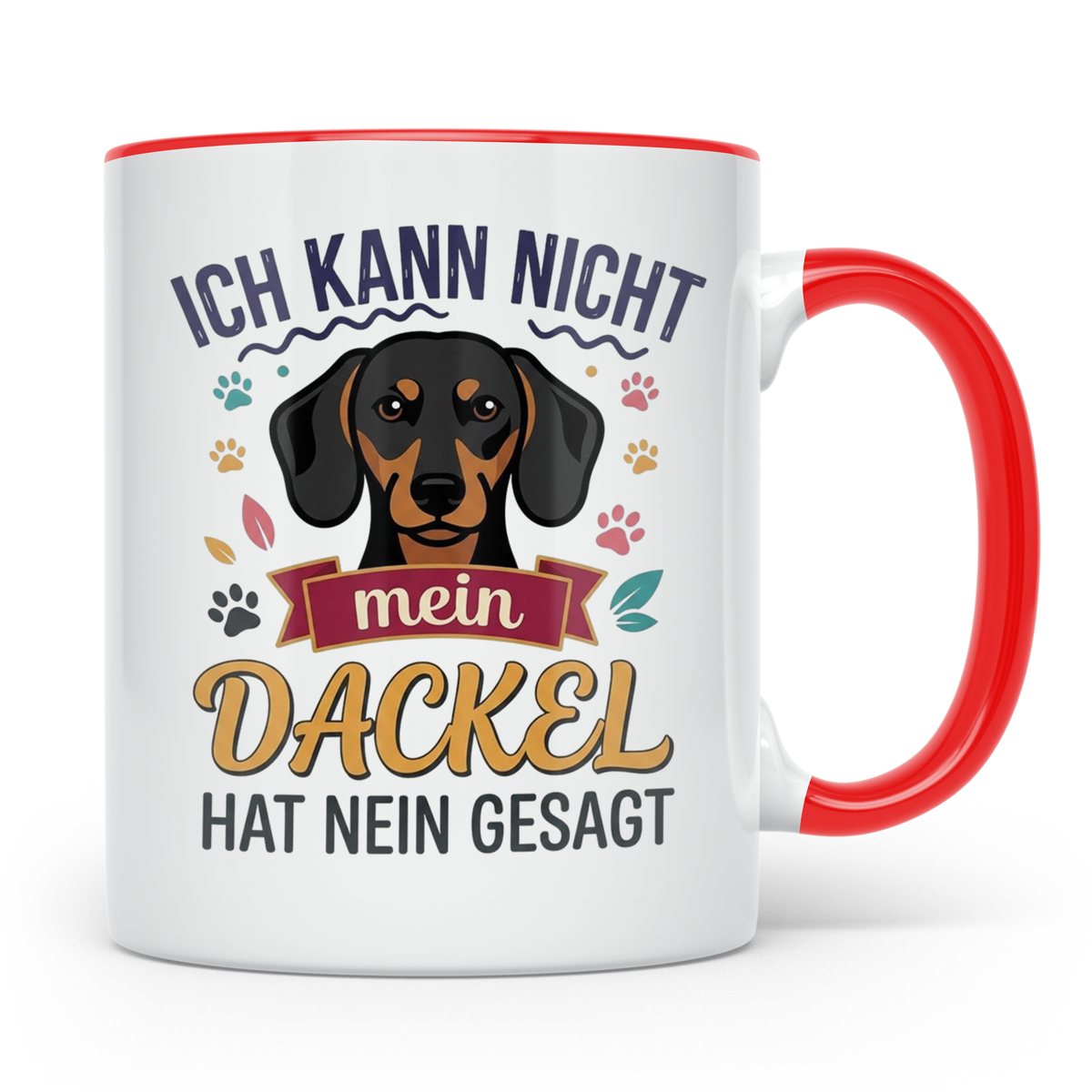 Dackel Tasse Ich kann nicht mein Dackel hat nein gesagt | Lu – Rot [farbe:rot]