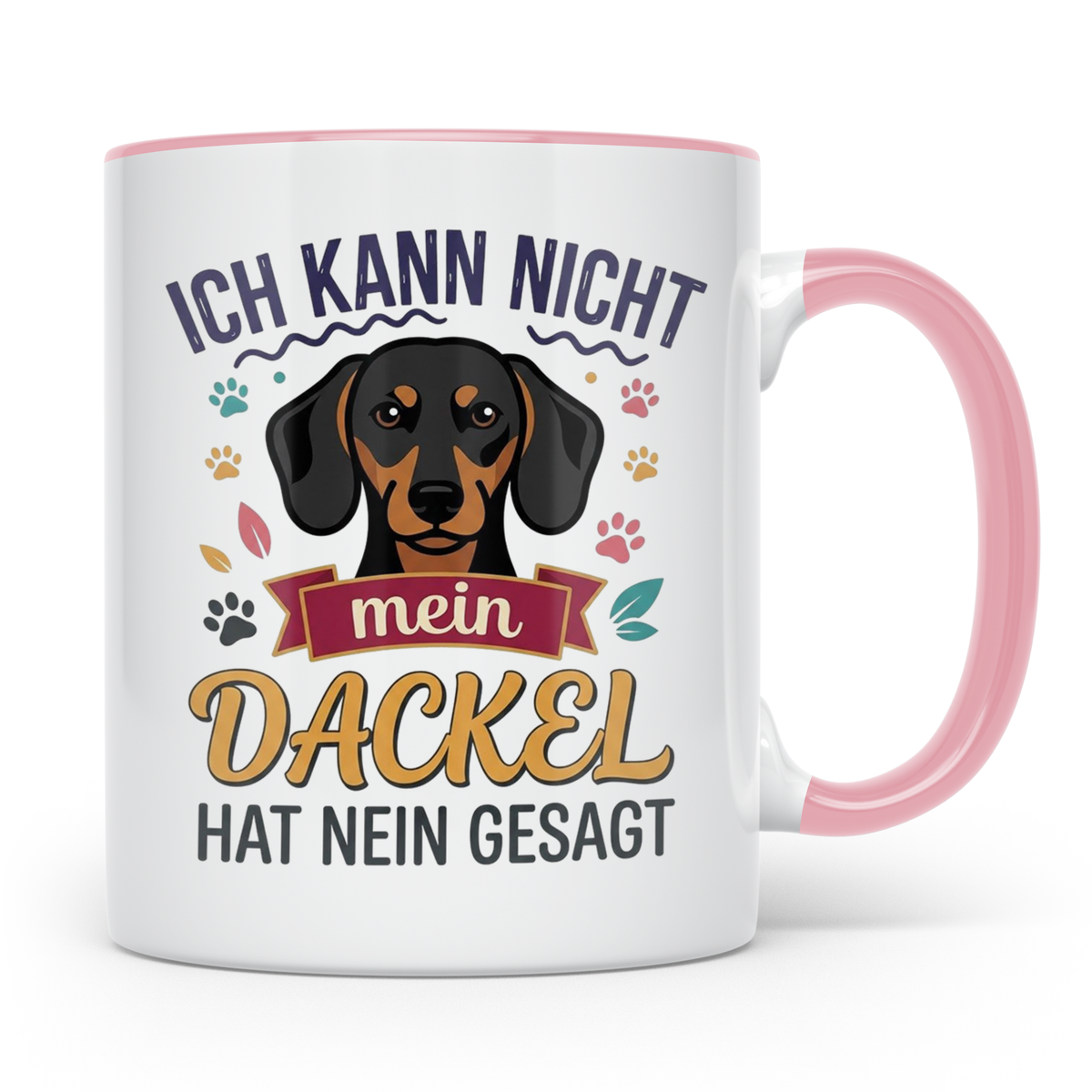 Dackel Tasse Ich kann nicht mein Dackel hat nein gesagt | Lu – Rosa [farbe:rosa]