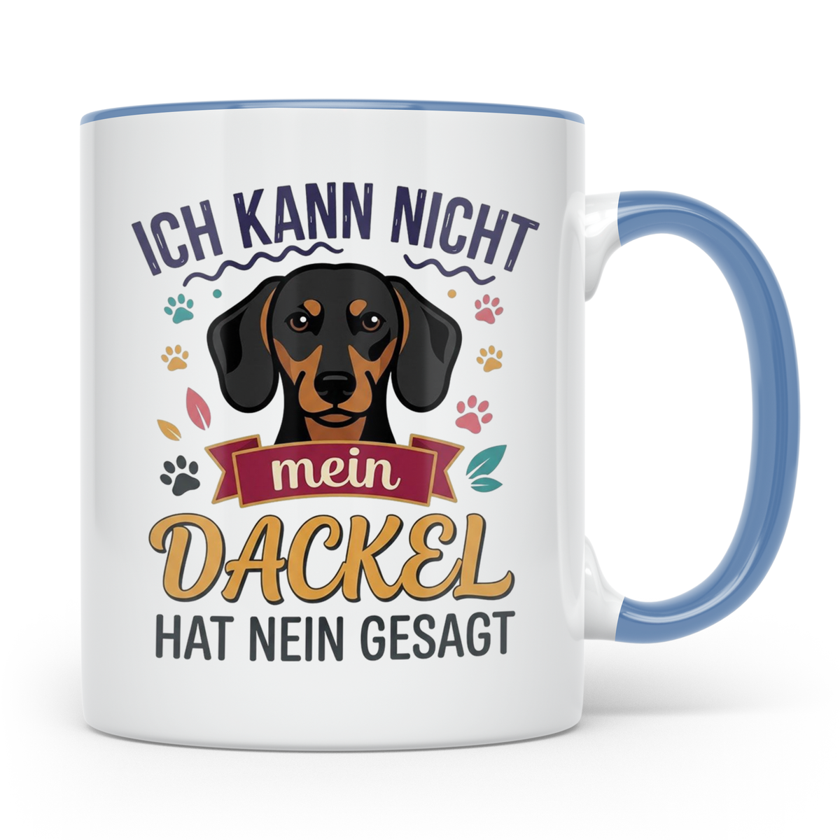 Dackel Tasse Ich kann nicht mein Dackel hat nein gesagt | Lu – Blau [farbe:blau]