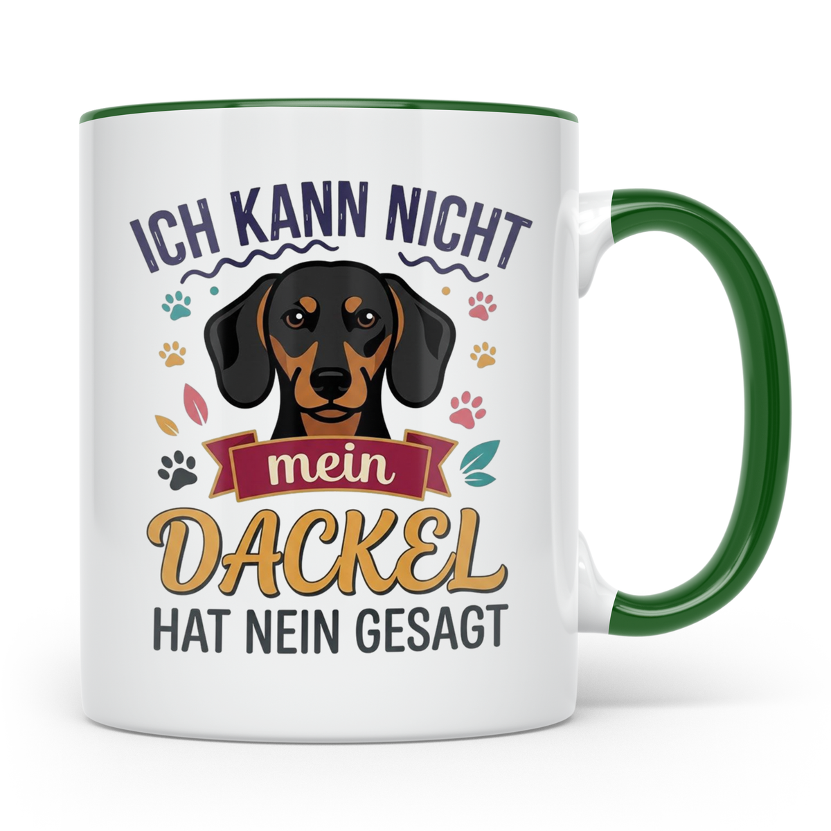 Dackel Tasse Ich kann nicht mein Dackel hat nein gesagt | Lu – Grün [farbe:grün]