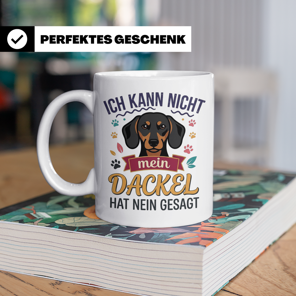 Dackel Tasse Ich kann nicht mein Dackel hat nein gesagt | Lu – Weiß [farbe:weiß]