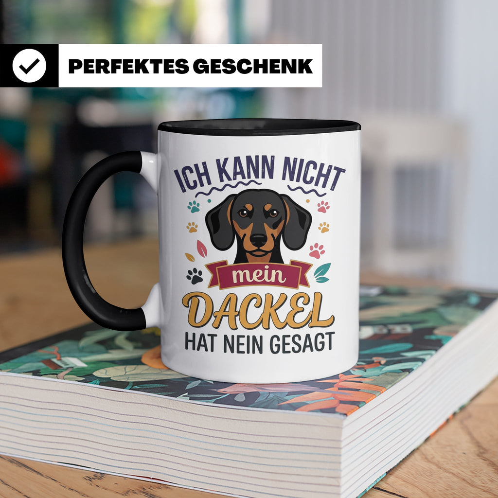 Dackel Tasse Ich kann nicht mein Dackel hat nein gesagt | Lu – Schwarz [farbe:schwarz]