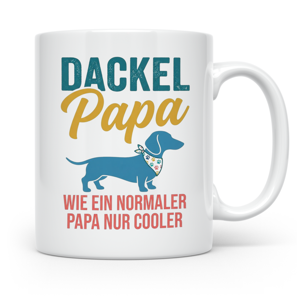 Dackel Papa Tasse mit Spruch | Geschenk für Herrchen, Teckel – Weiß [farbe:weiß]