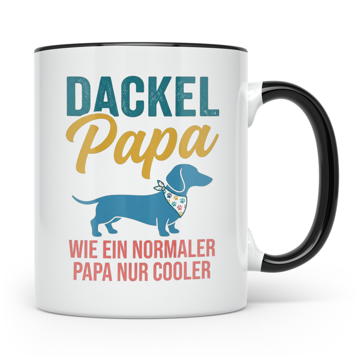 Dackel Papa Tasse mit Spruch | Geschenk für Herrchen, Teckel – Schwarz [farbe:schwarz]