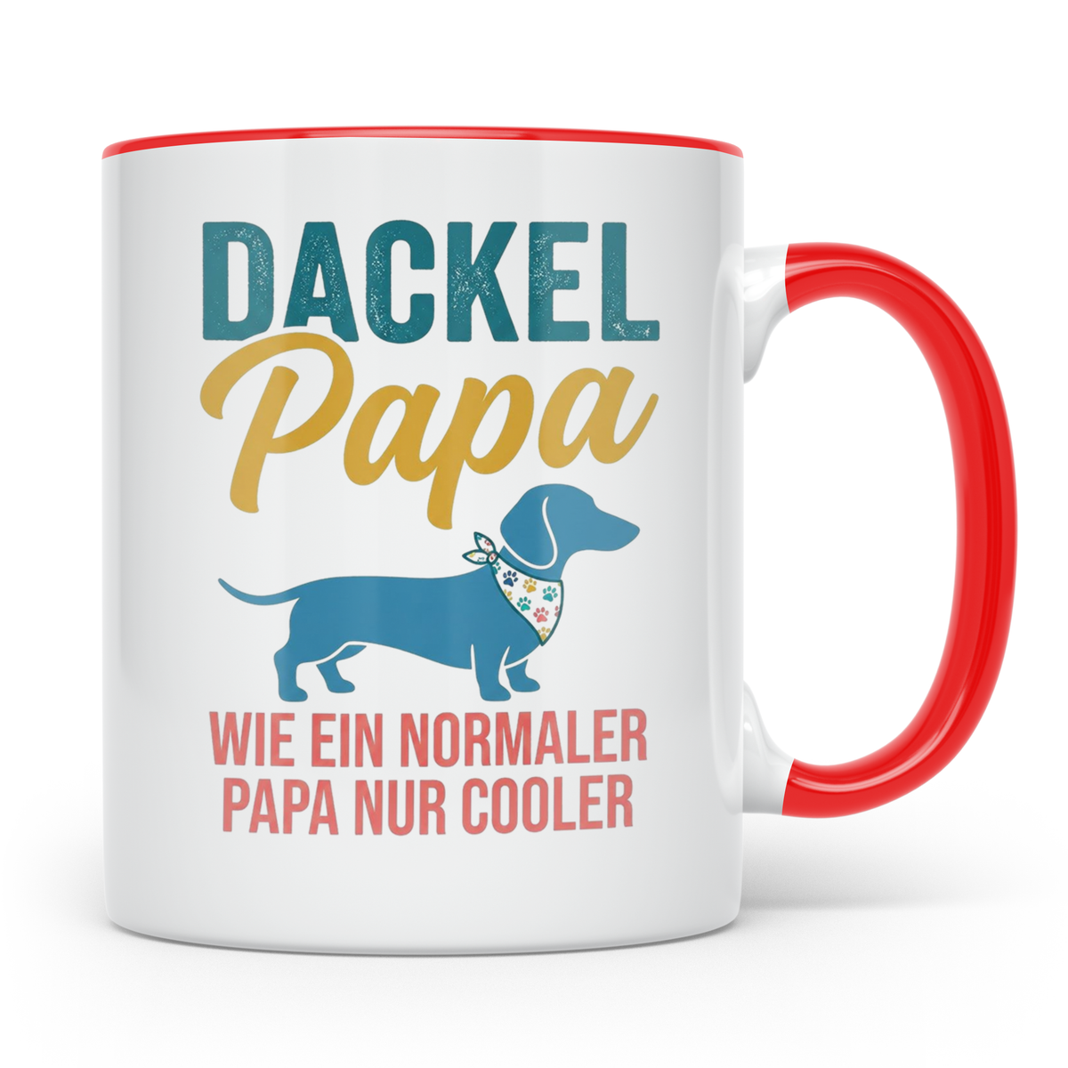 Dackel Papa Tasse mit Spruch | Geschenk für Herrchen, Teckel – Rot [farbe:rot]