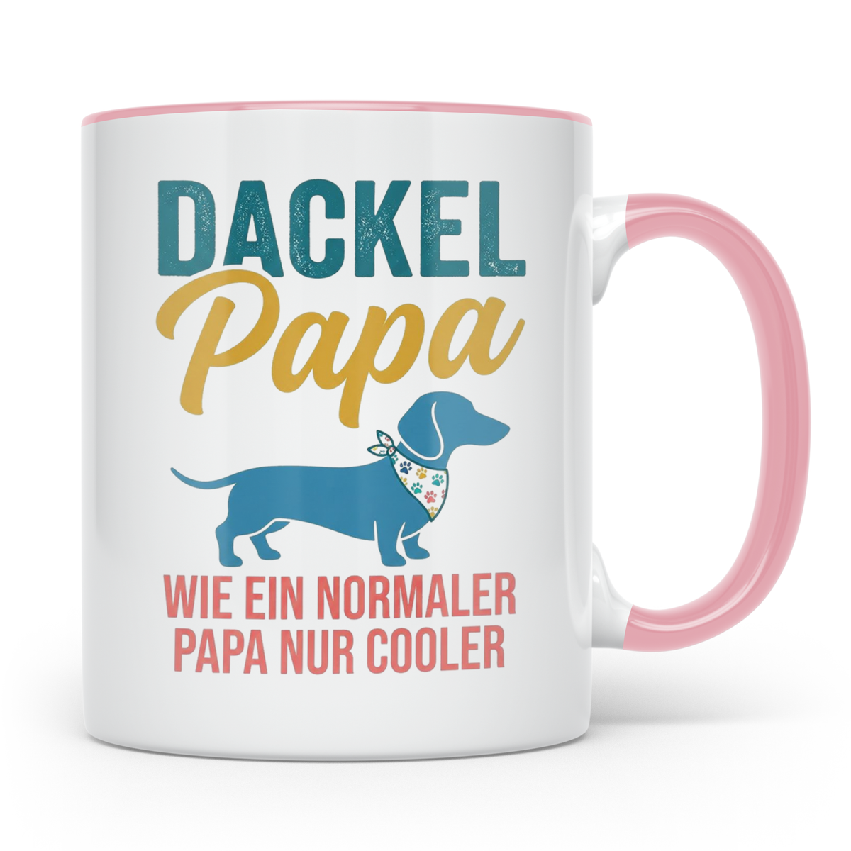 Dackel Papa Tasse mit Spruch | Geschenk für Herrchen, Teckel – Rosa [farbe:rosa]