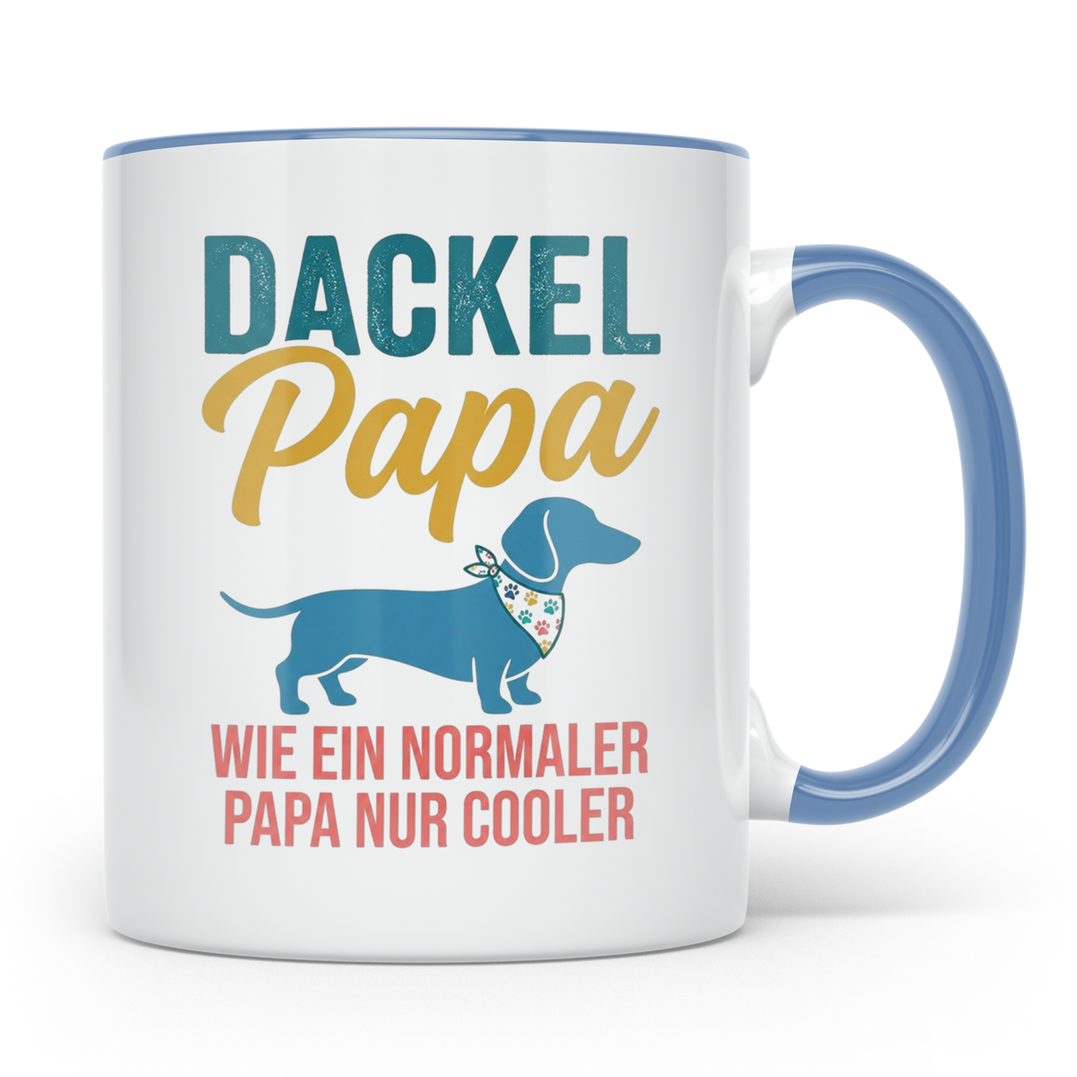 Dackel Papa Tasse mit Spruch | Geschenk für Herrchen, Teckel – Blau [farbe:blau]
