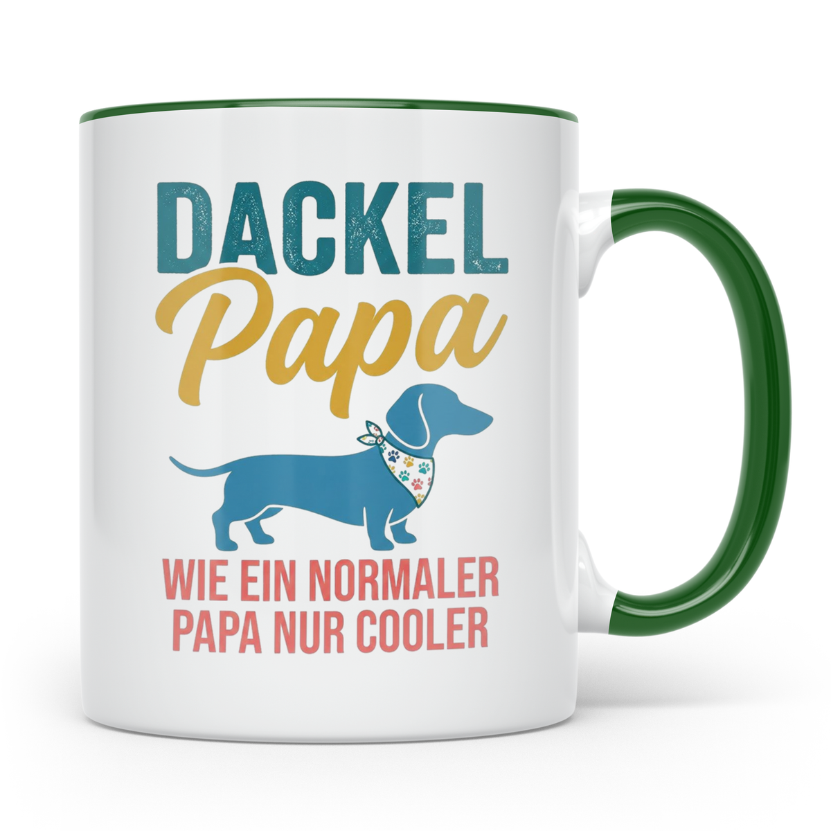 Dackel Papa Tasse mit Spruch | Geschenk für Herrchen, Teckel – Grün [farbe:grün]