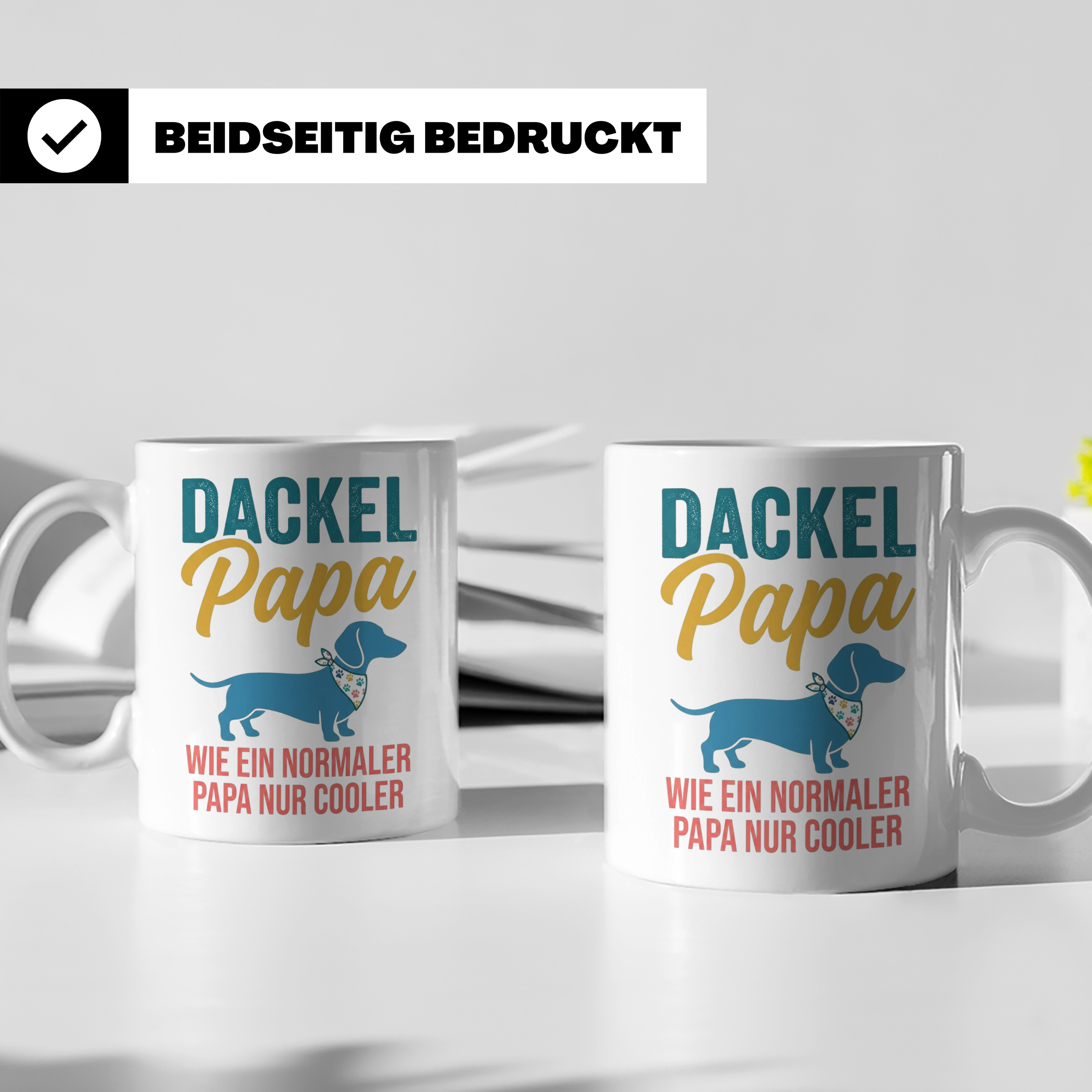Dackel Papa Tasse mit Spruch | Geschenk für Herrchen, Teckel – Weiß [farbe:weiß]