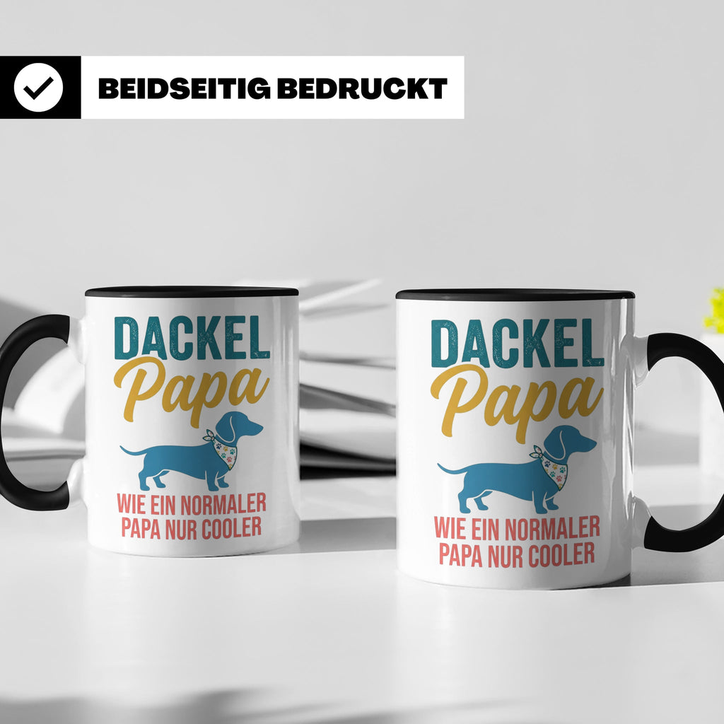 Dackel Papa Tasse mit Spruch | Geschenk für Herrchen, Teckel – Schwarz [farbe:schwarz]