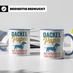 Dackel Papa Tasse mit Spruch | Geschenk für Herrchen, Teckel – Blau [farbe:blau]