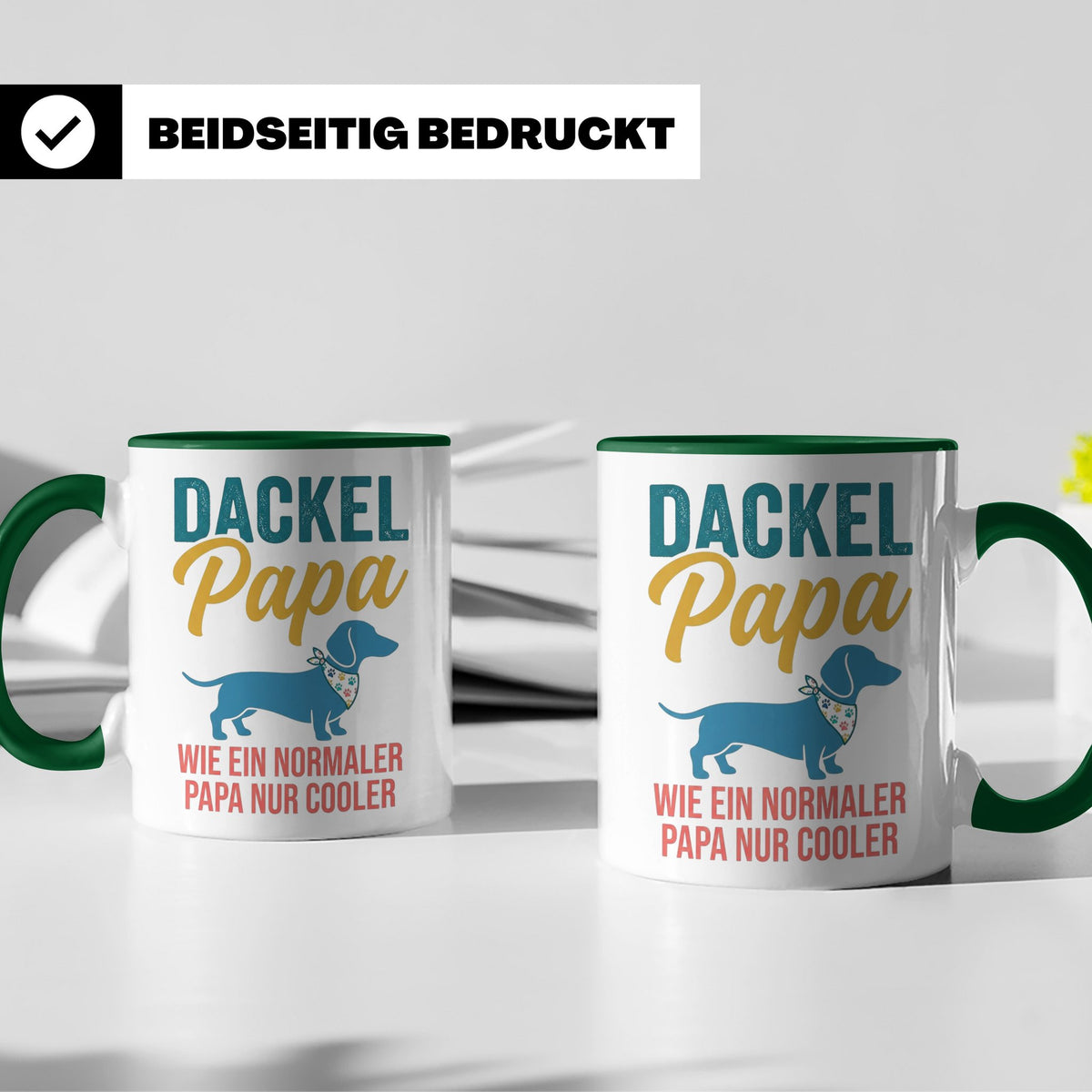 Dackel Papa Tasse mit Spruch | Geschenk für Herrchen, Teckel – Grün [farbe:grün]