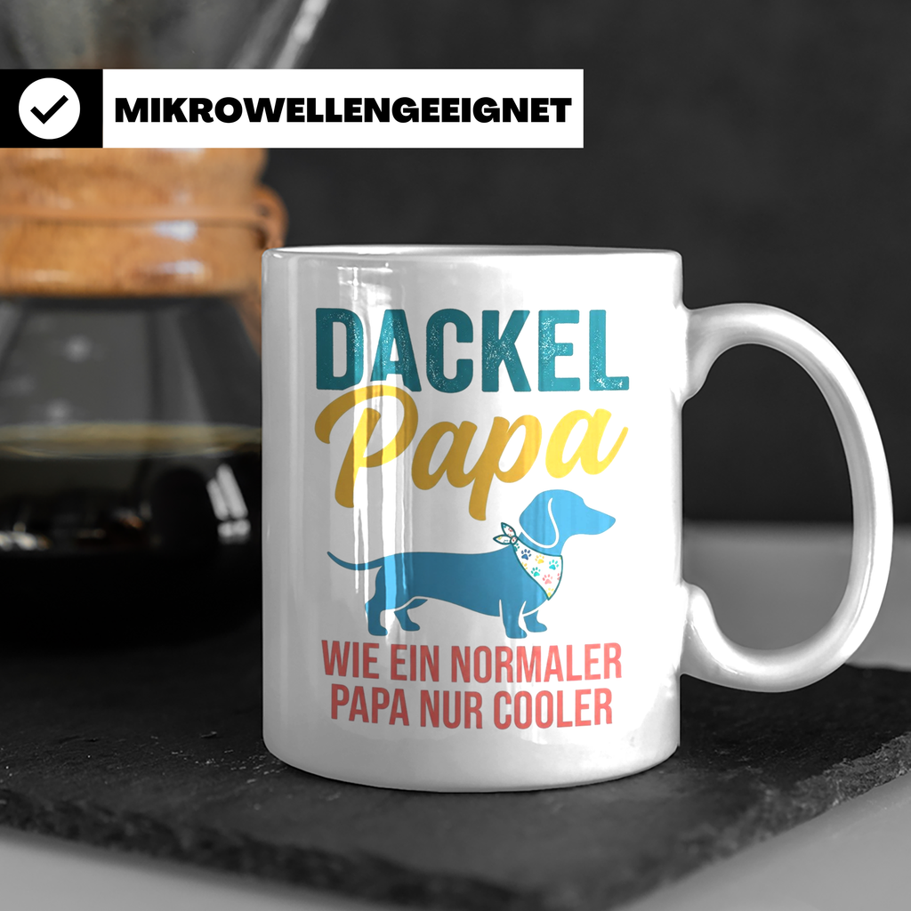 Dackel Papa Tasse mit Spruch | Geschenk für Herrchen, Teckel – Weiß [farbe:weiß]