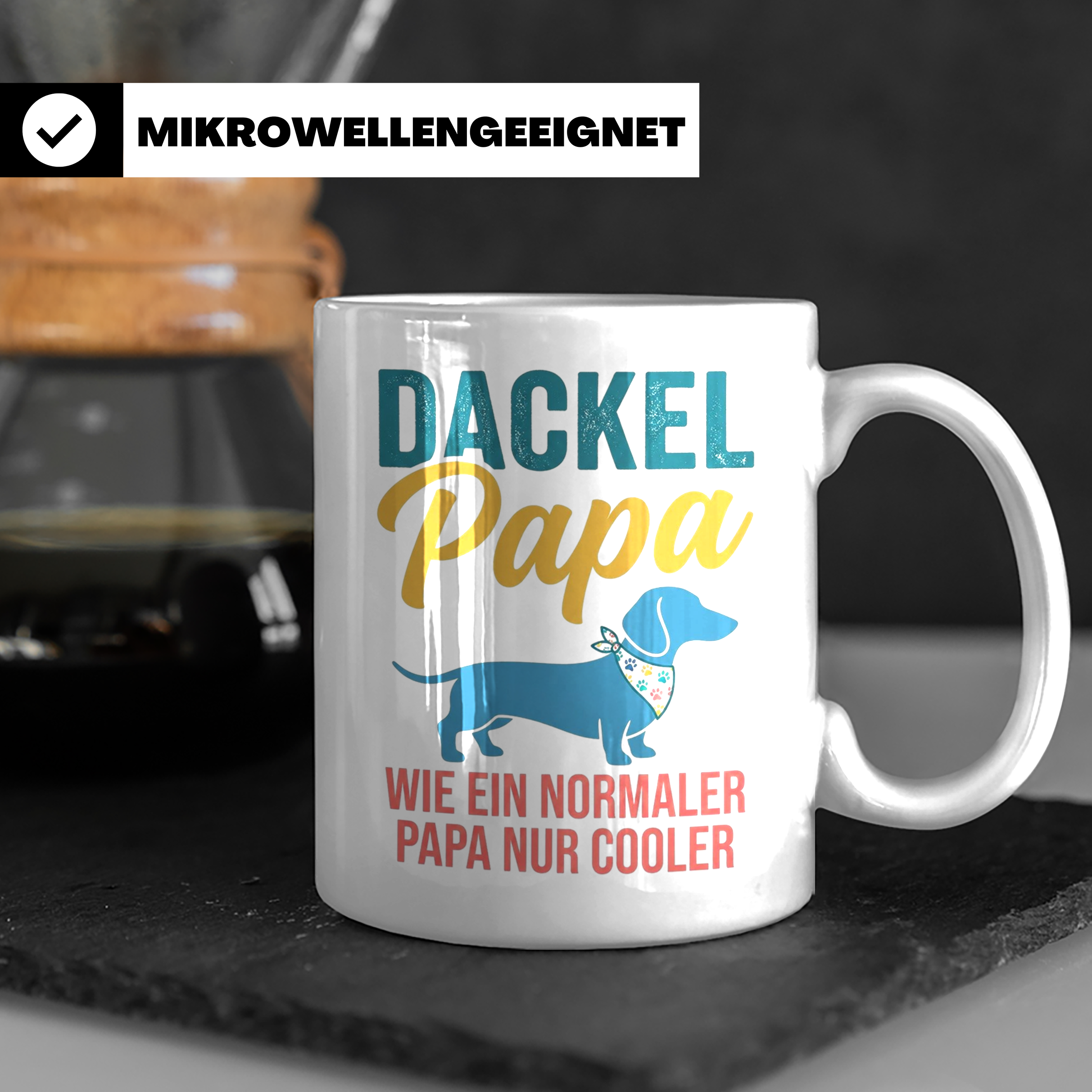 Dackel Papa Tasse mit Spruch | Geschenk für Herrchen, Teckel – Weiß [farbe:weiß]