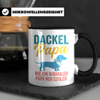 Dackel Papa Tasse mit Spruch | Geschenk für Herrchen, Teckel – Schwarz [farbe:schwarz]