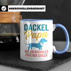 Dackel Papa Tasse mit Spruch | Geschenk für Herrchen, Teckel – Blau [farbe:blau]