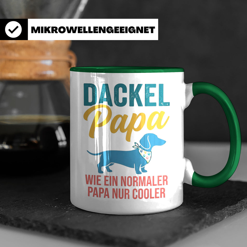 Dackel Papa Tasse mit Spruch | Geschenk für Herrchen, Teckel – Grün [farbe:grün]