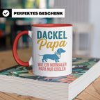 Dackel Papa Tasse mit Spruch | Geschenk für Herrchen, Teckel – Rot [farbe:rot]