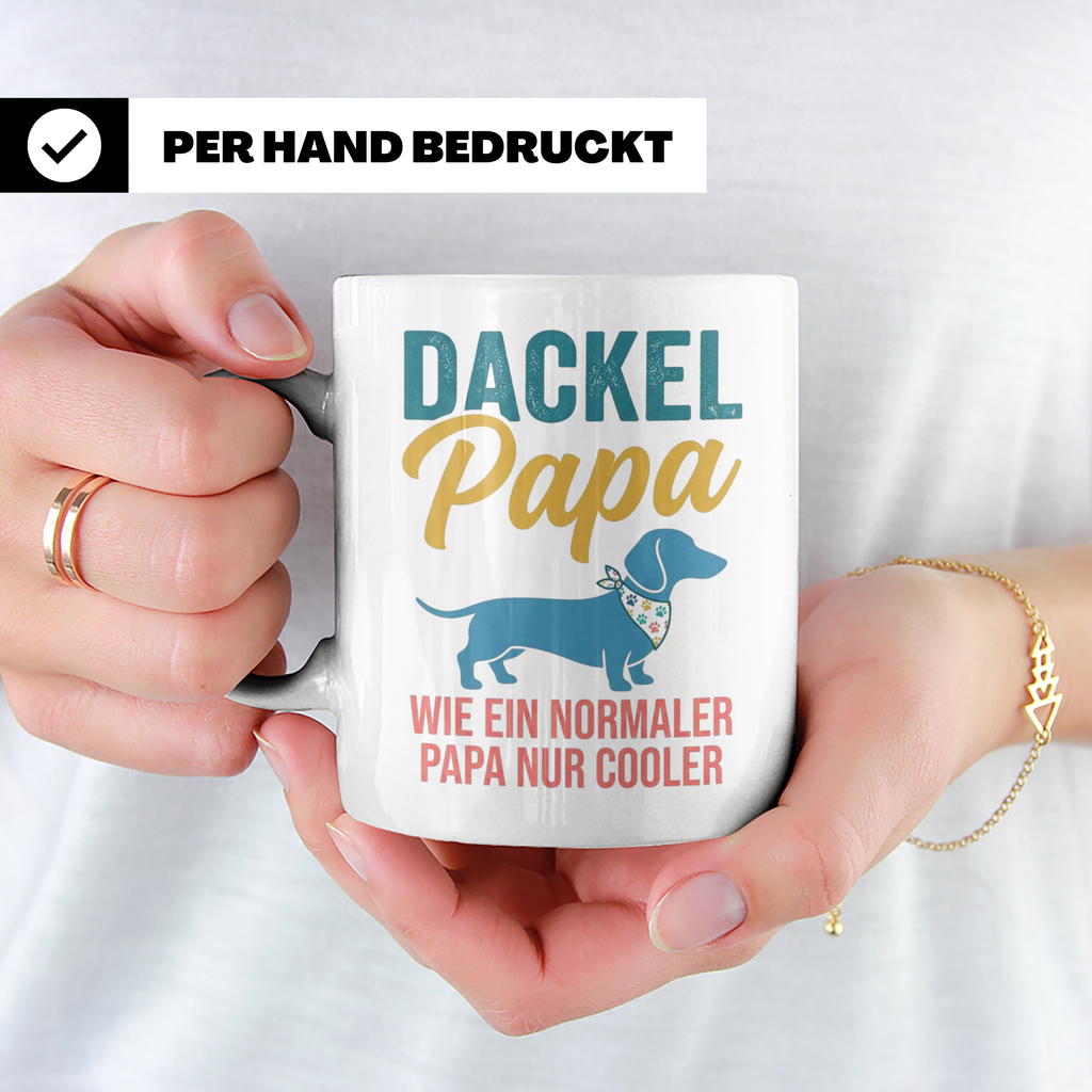Dackel Papa Tasse mit Spruch | Geschenk für Herrchen, Teckel – Weiß [farbe:weiß]