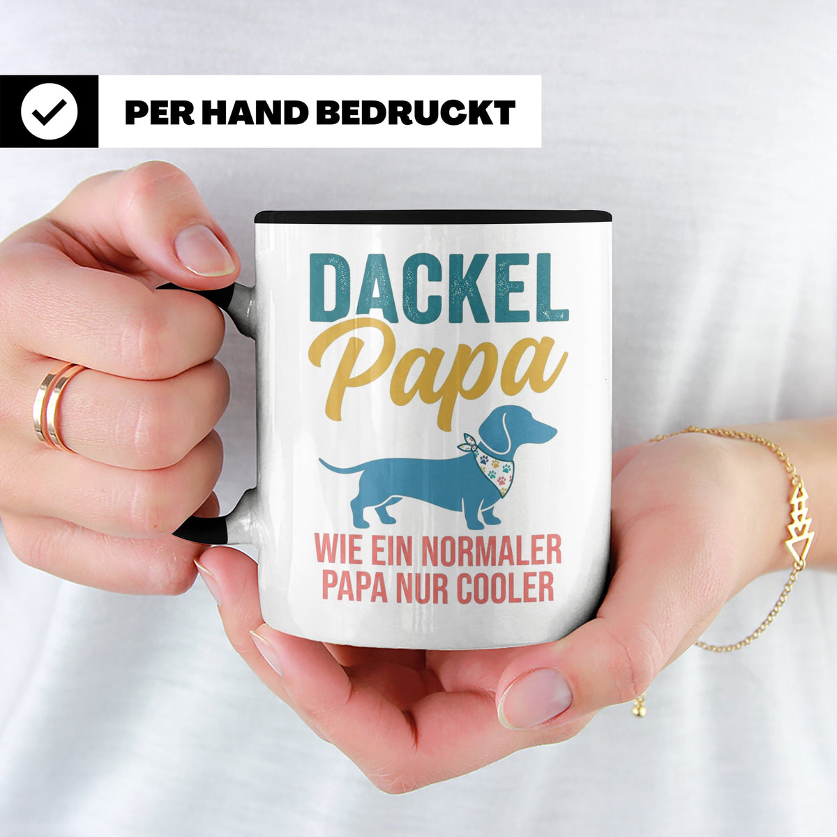 Dackel Papa Tasse mit Spruch | Geschenk für Herrchen, Teckel – Schwarz [farbe:schwarz]