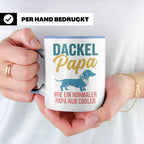 Dackel Papa Tasse mit Spruch | Geschenk für Herrchen, Teckel – Blau [farbe:blau]