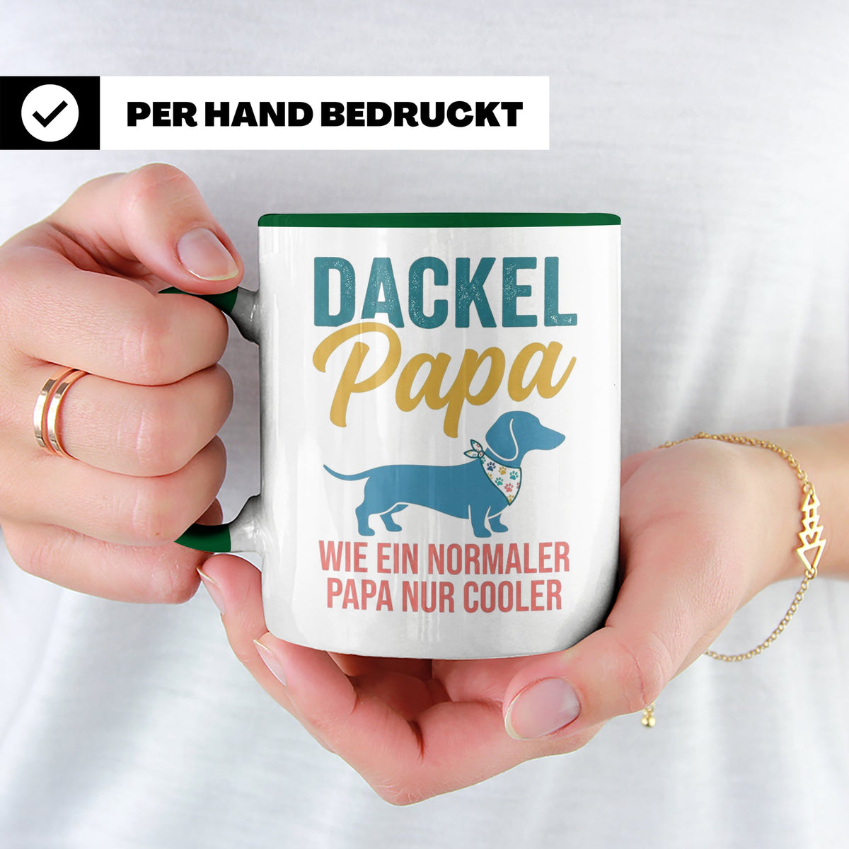 Dackel Papa Tasse mit Spruch | Geschenk für Herrchen, Teckel – Grün [farbe:grün]