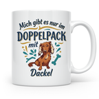 Dackel Tasse "Mich gibt es nur im Doppelpack" Langhaardackel – Weiß [farbe:weiß]