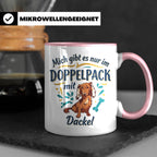 Dackel Tasse "Mich gibt es nur im Doppelpack" Langhaardackel – Rosa [farbe:rosa]